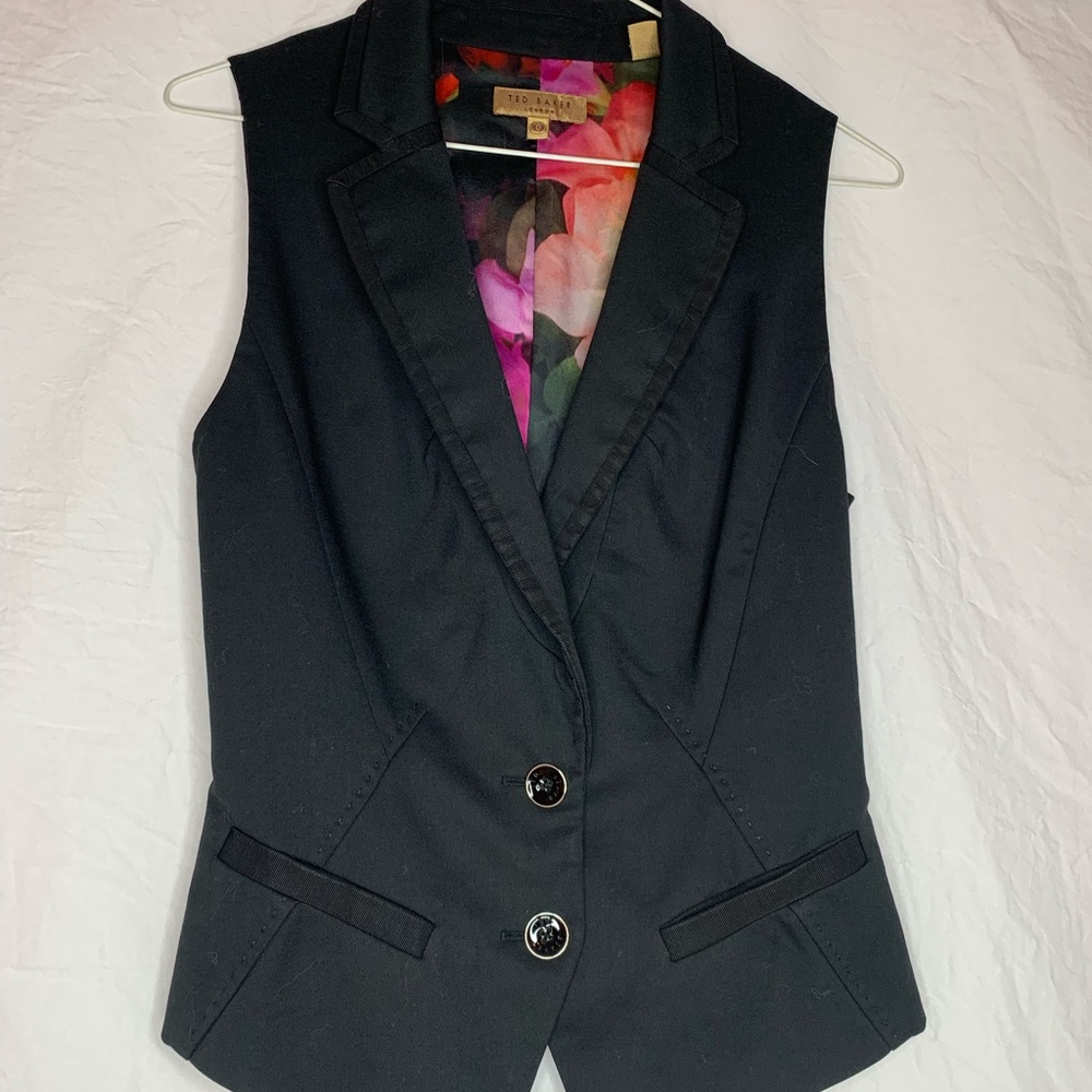Ted Baker button up vest 0 floral lining/back, tux collar